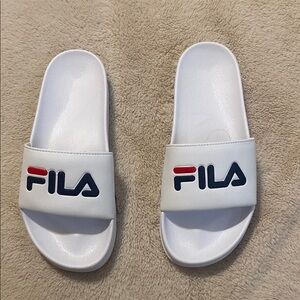 Fila White Slide Sandals